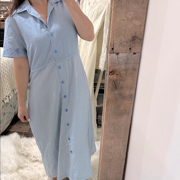 Vintage Katie Lee collection Blue Button-Up Midi Dress size XLarge - Picture 2 of 5